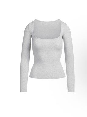 NWT Skims Cotton Jersey Scoop Neck Long Sleeve Top XS